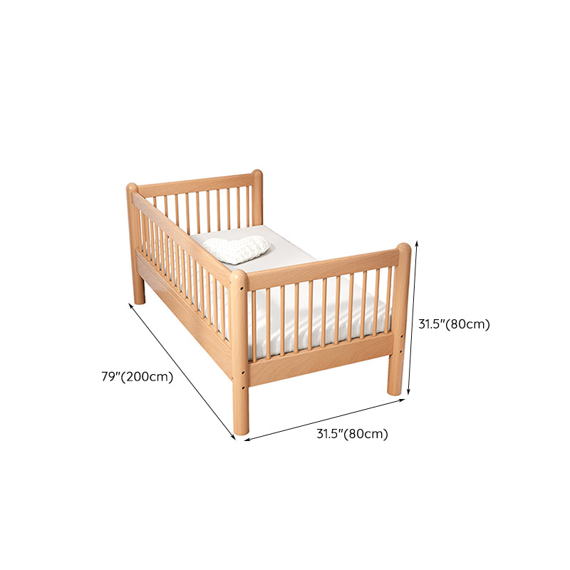 Convertible Crib in Natural Standard Wood Crib with Guardrails