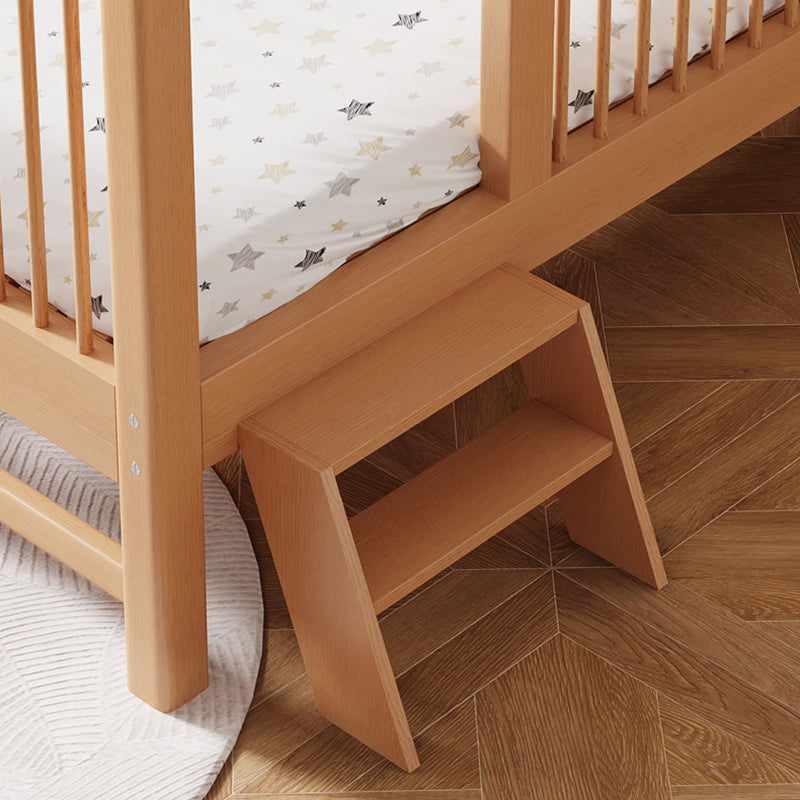 Scandinavian Nursery Crib in Natural Solid Wood with 15.7" H Guardrail