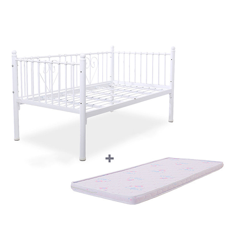 Metal Fixed Side Crib in White Mattress Included Crib with Guardrail