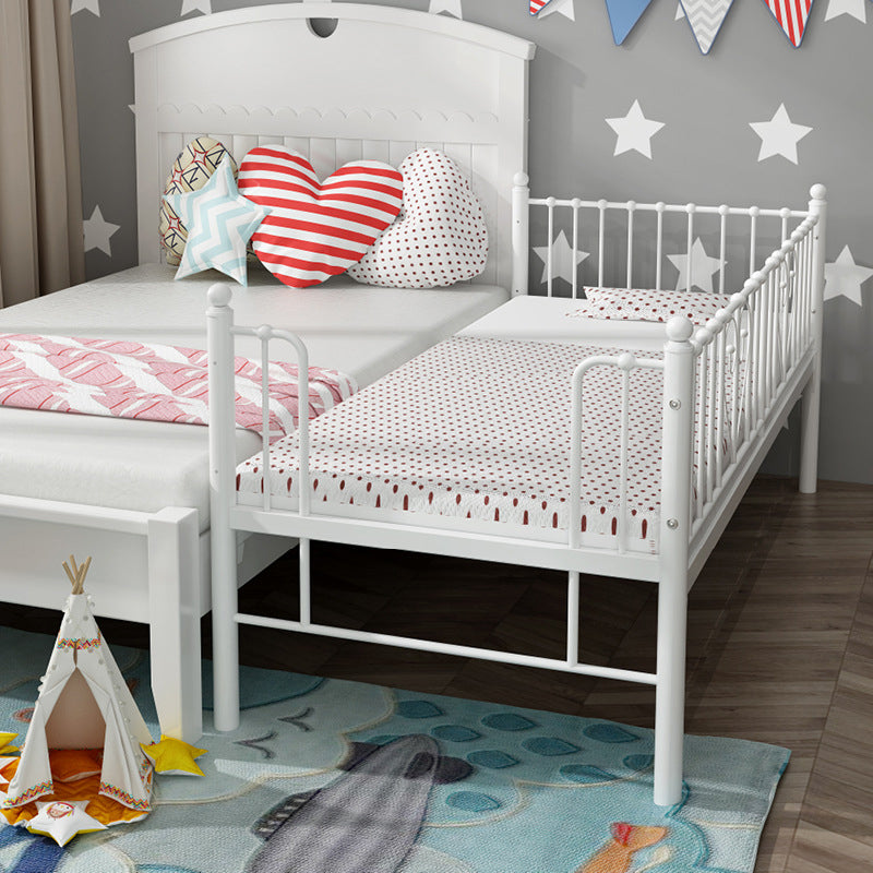 Metal Fixed Side Crib in White Mattress Included Crib with Guardrail