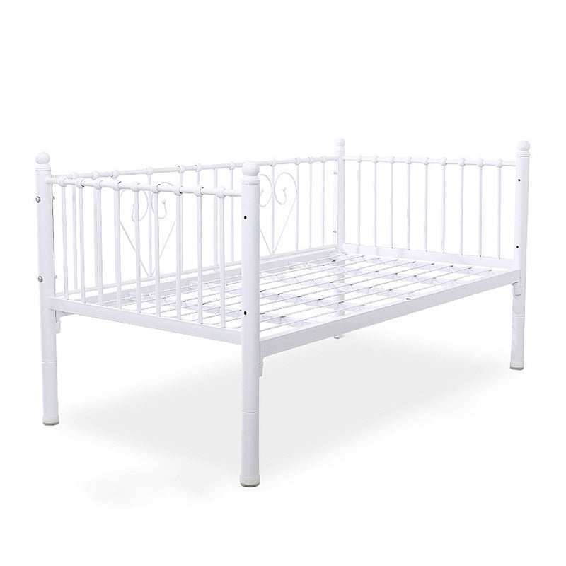 Metal Fixed Side Crib in White Mattress Included Crib with Guardrail