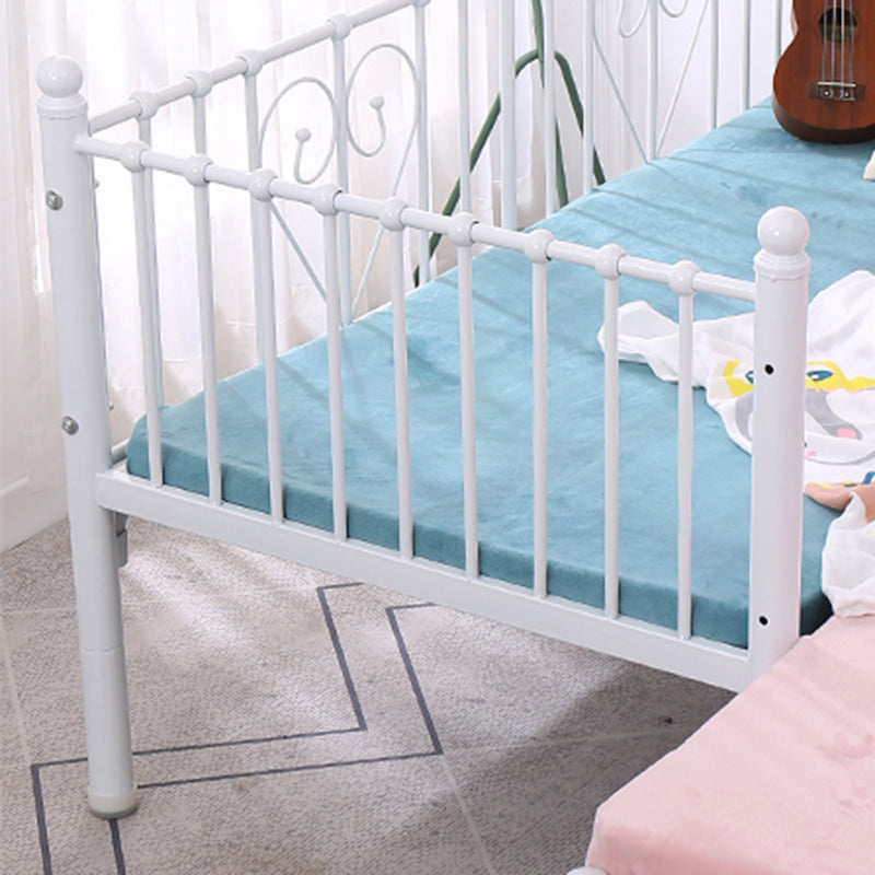 Metal Fixed Side Crib in White Mattress Included Crib with Guardrail