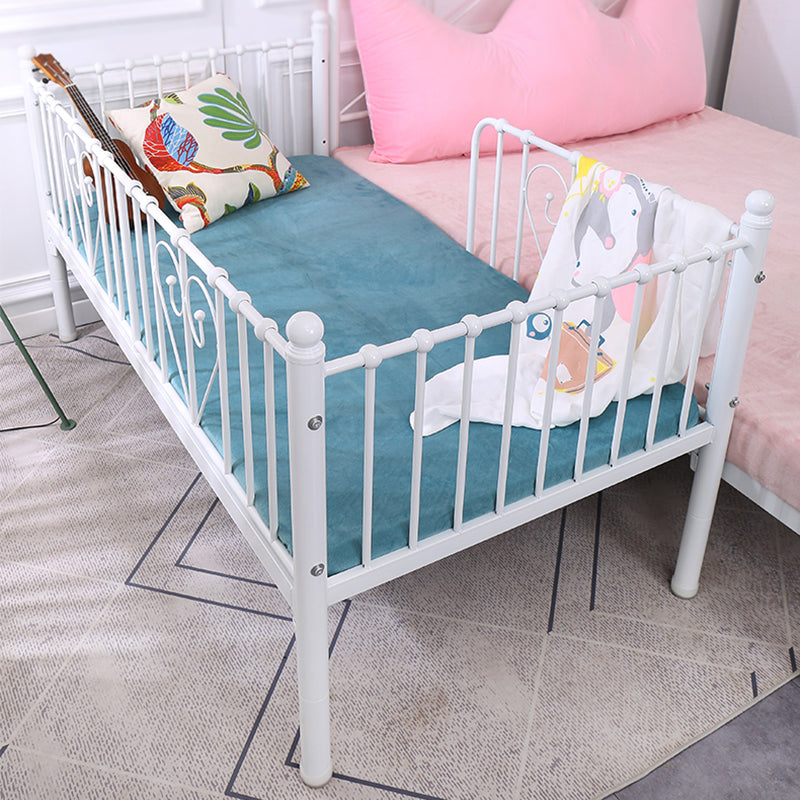 Metal Fixed Side Crib in White Mattress Included Crib with Guardrail