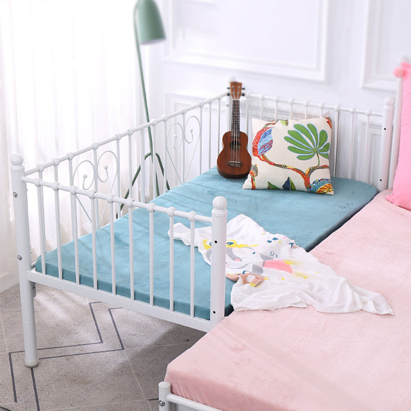 Metal Fixed Side Crib in White Mattress Included Crib with Guardrail