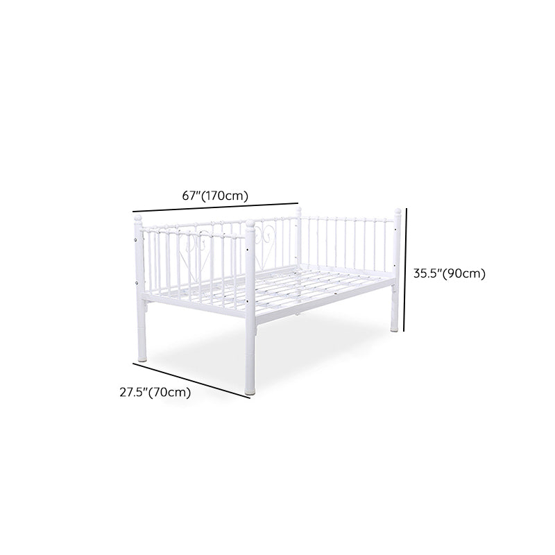 Metal Fixed Side Crib in White Mattress Included Crib with Guardrail