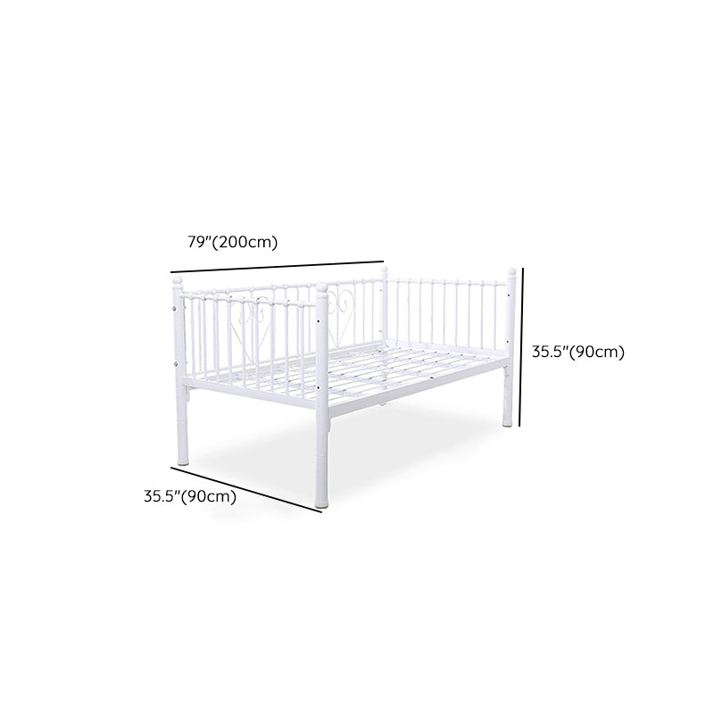 Metal Fixed Side Crib in White Mattress Included Crib with Guardrail