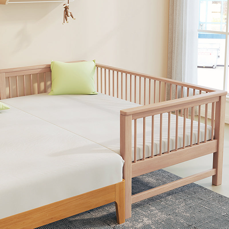 31.49" Tall Nursery Crib in Natural Baby Crib with Guardrails