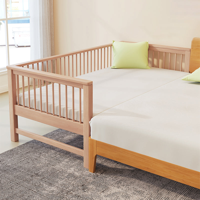 31.49" Tall Nursery Crib in Natural Baby Crib with Guardrails