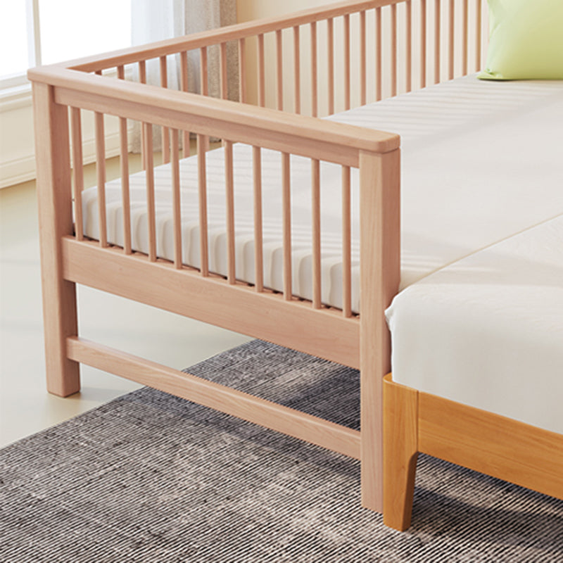 31.49" Tall Nursery Crib in Natural Baby Crib with Guardrails