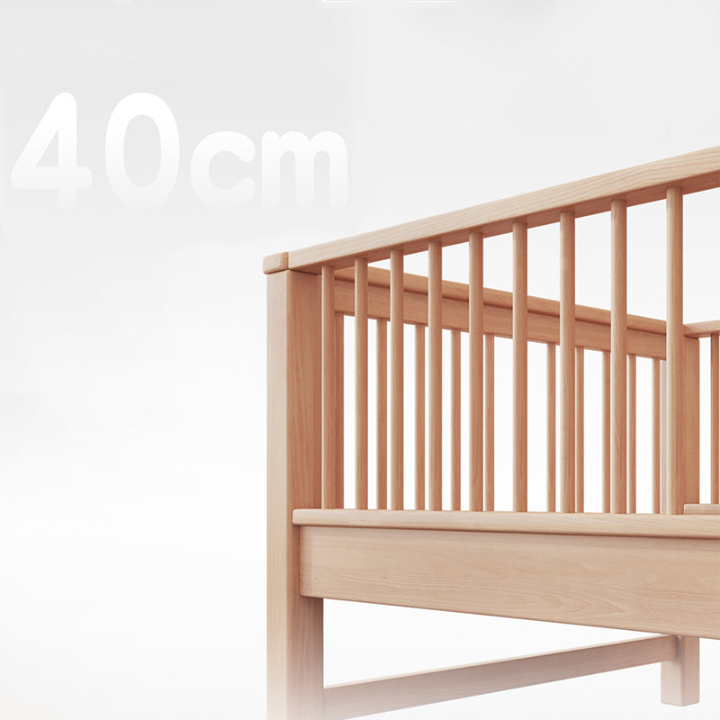 31.49" Tall Nursery Crib in Natural Baby Crib with Guardrails