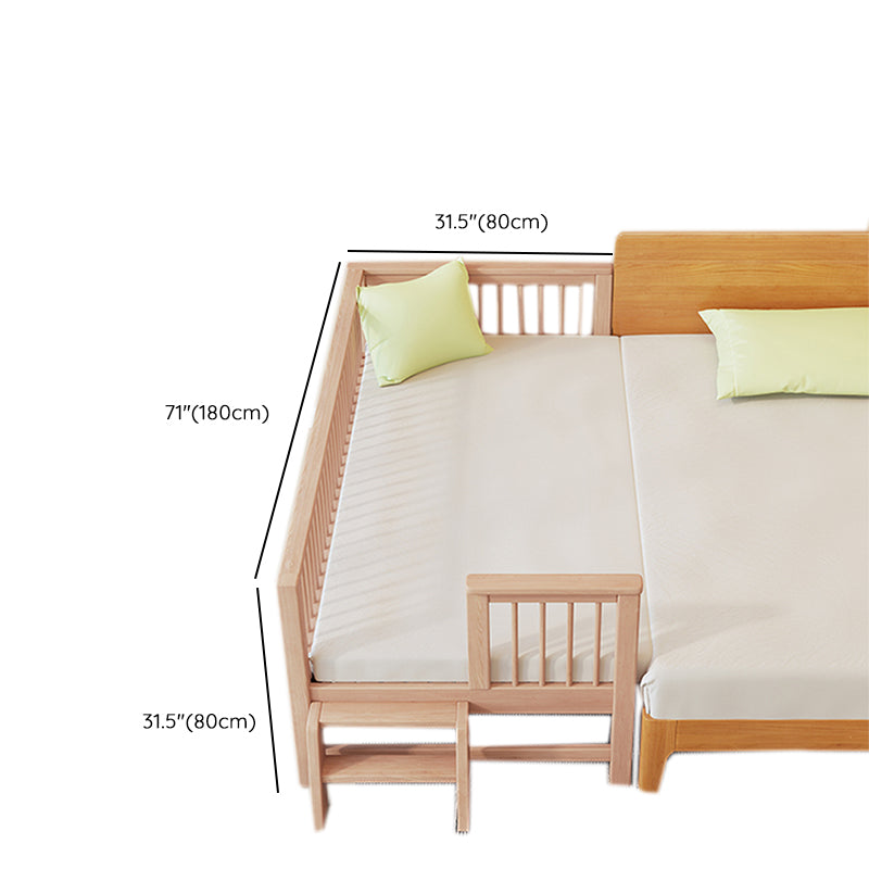 31.49" Tall Nursery Crib in Natural Baby Crib with Guardrails