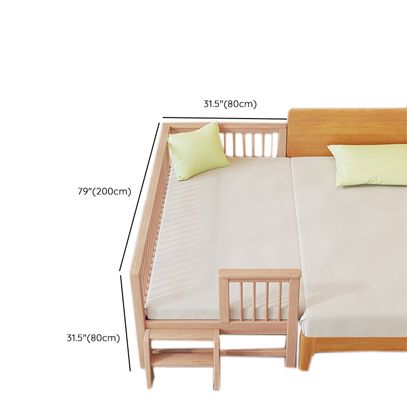 31.49" Tall Nursery Crib in Natural Baby Crib with Guardrails