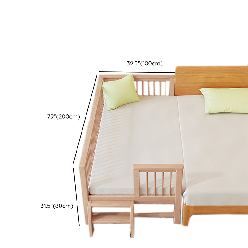 31.49" Tall Nursery Crib in Natural Baby Crib with Guardrails