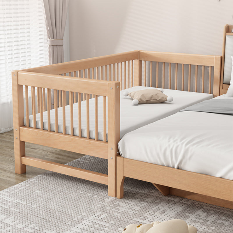 Solid Wood Nursery Crib in Natural Nursery Bed with Guardrails