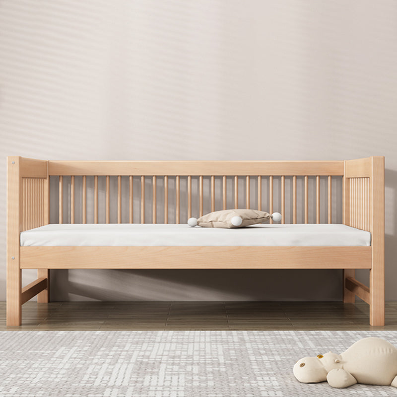 Solid Wood Nursery Crib in Natural Nursery Bed with Guardrails