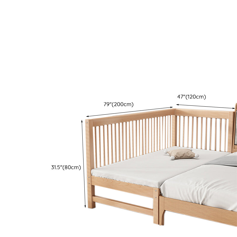 Solid Wood Nursery Crib in Natural Nursery Bed with Guardrails