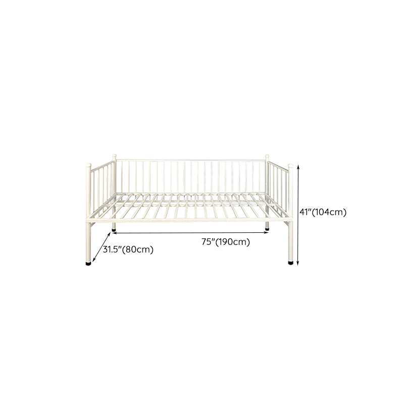 Metal Crib in White Industrial Iron Crib with Mattress and Guardrail