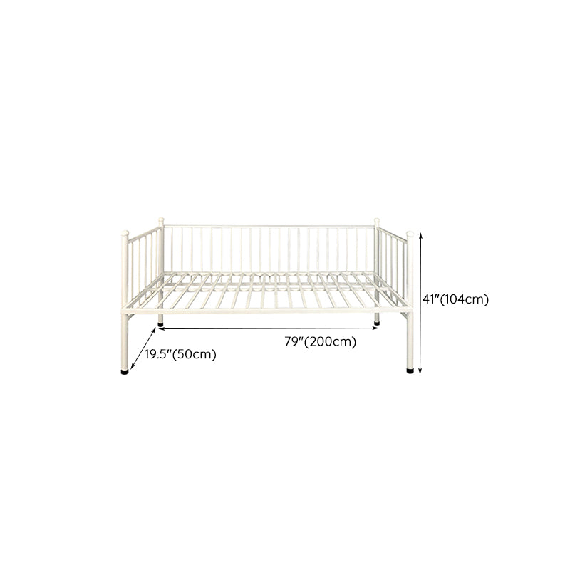 Metal Crib in White Industrial Iron Crib with Mattress and Guardrail