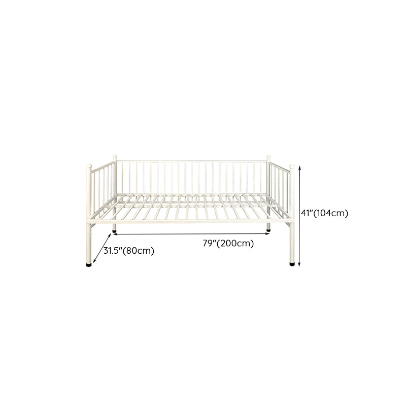 Metal Crib in White Industrial Iron Crib with Mattress and Guardrail