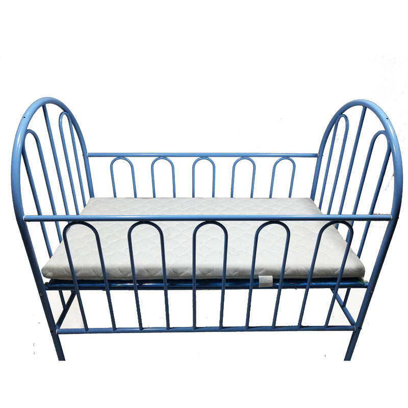 Metal Convertible Crib 2-in-1 Industrial Crib with Casters and 6-Piece Nursery Set