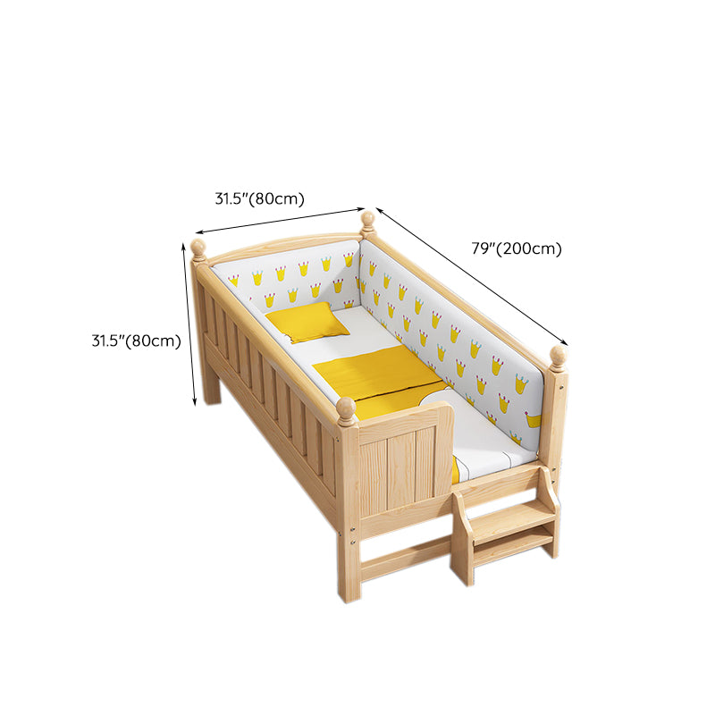 Modern Nursery Crib Solid Wood Nursery Crib Bed with Guardrail