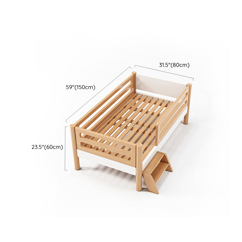 Contemporary Solid Wood Crib Natural Nursery Crib with Guardrails