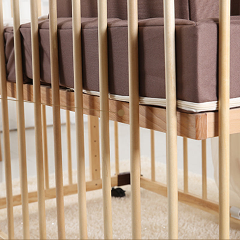 Contemporary Wooden Crib in Natural Nursery Bed with Mattress