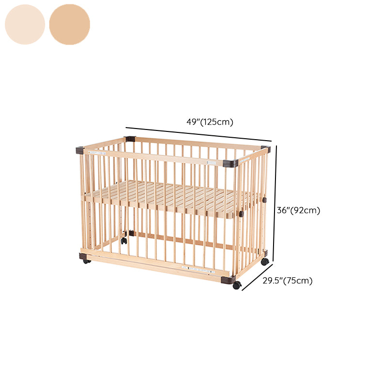 Contemporary Wooden Crib in Natural Nursery Bed with Mattress