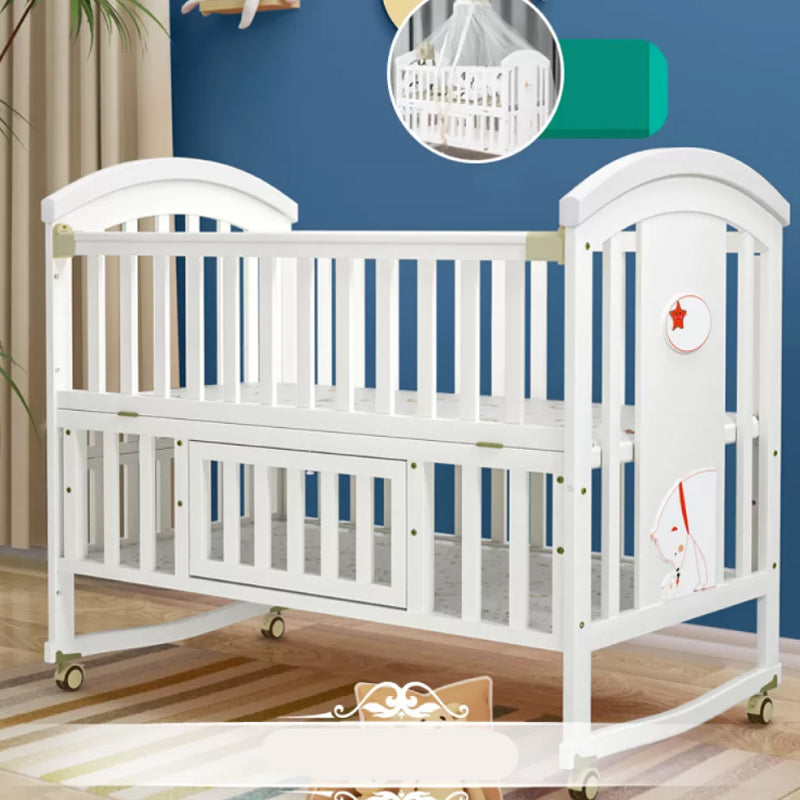 Modern Casters Nursery Crib Under Crib Storage Baby Crib with Guardrail