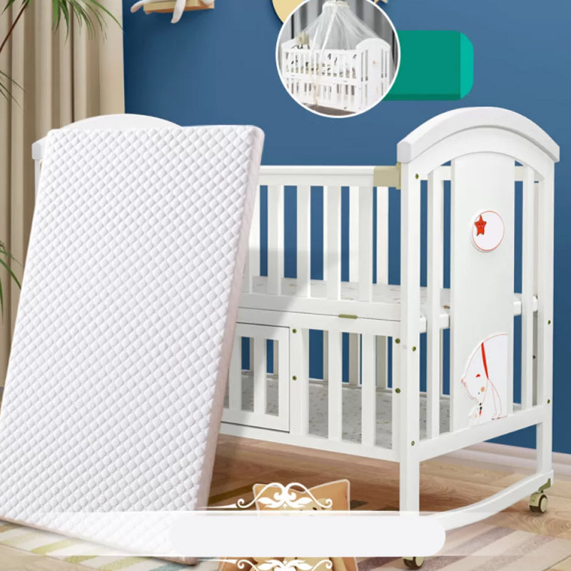 Modern Casters Nursery Crib Under Crib Storage Baby Crib with Guardrail