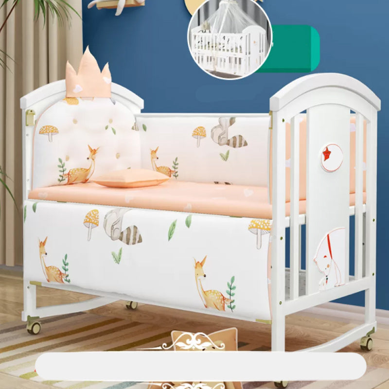 Modern Casters Nursery Crib Under Crib Storage Baby Crib with Guardrail