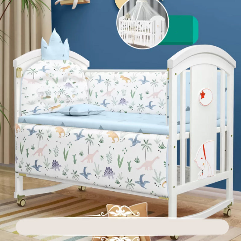 Modern Casters Nursery Crib Under Crib Storage Baby Crib with Guardrail