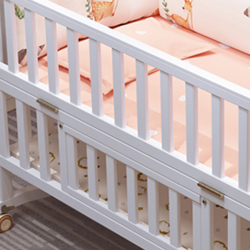 Modern Casters Nursery Crib Under Crib Storage Baby Crib with Guardrail