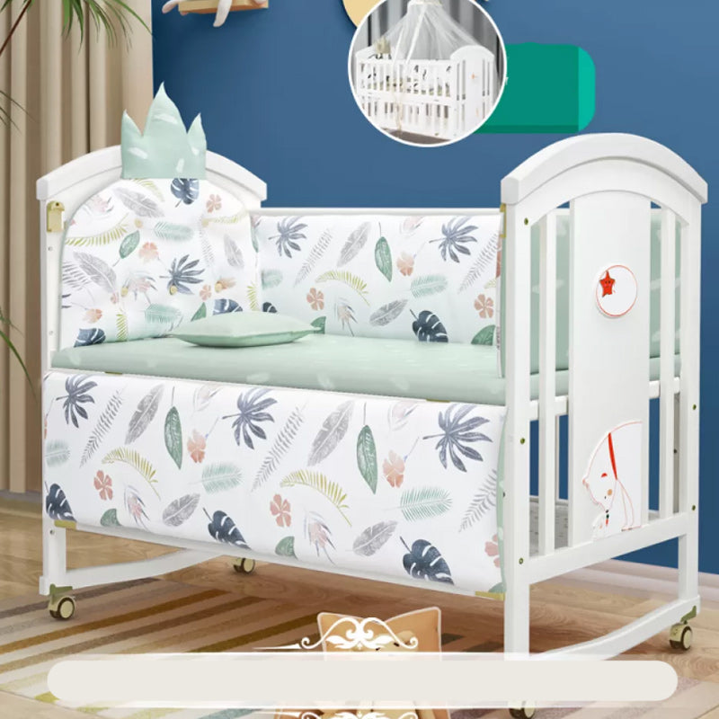 Modern Casters Nursery Crib Under Crib Storage Baby Crib with Guardrail