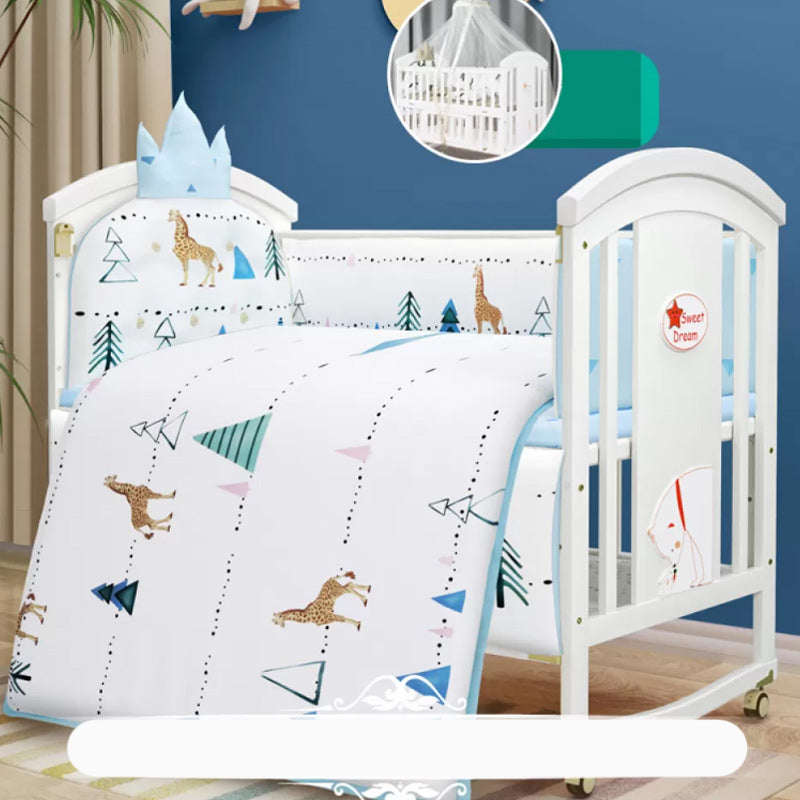 Modern Casters Nursery Crib Under Crib Storage Baby Crib with Guardrail