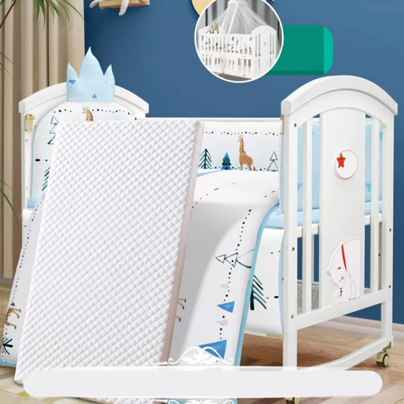 Modern Casters Nursery Crib Under Crib Storage Baby Crib with Guardrail