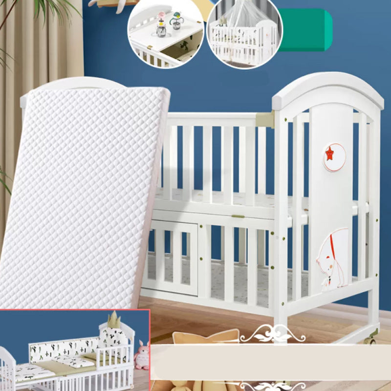 Modern Casters Nursery Crib Under Crib Storage Baby Crib with Guardrail