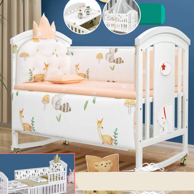 Modern Casters Nursery Crib Under Crib Storage Baby Crib with Guardrail