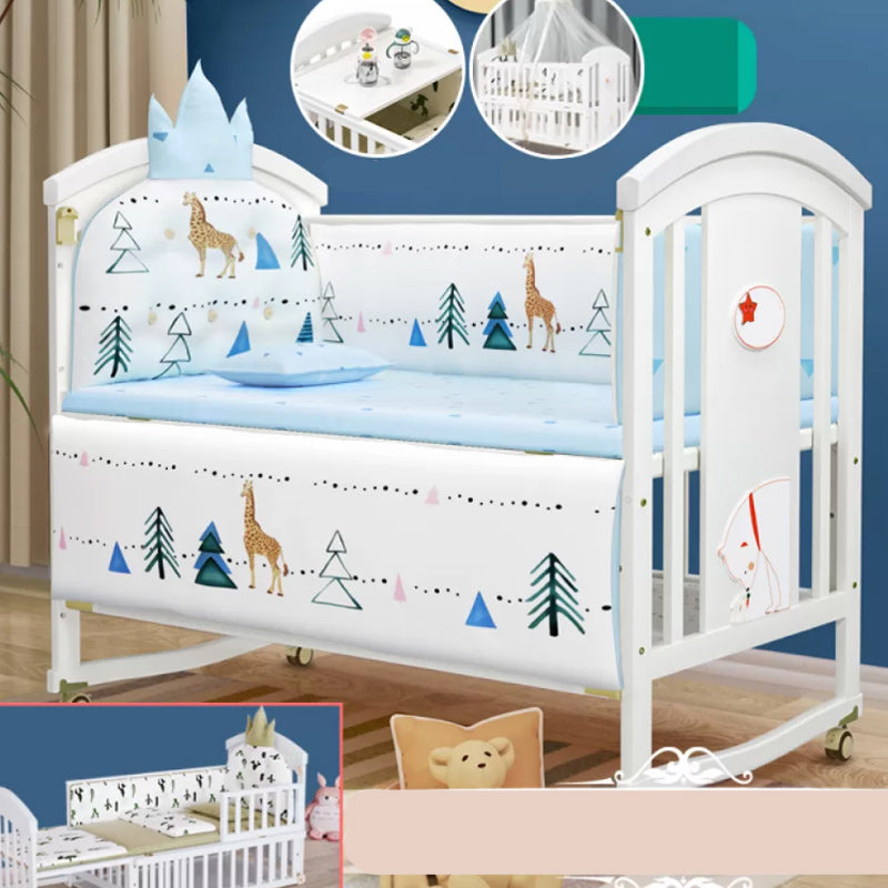 Modern Casters Nursery Crib Under Crib Storage Baby Crib with Guardrail