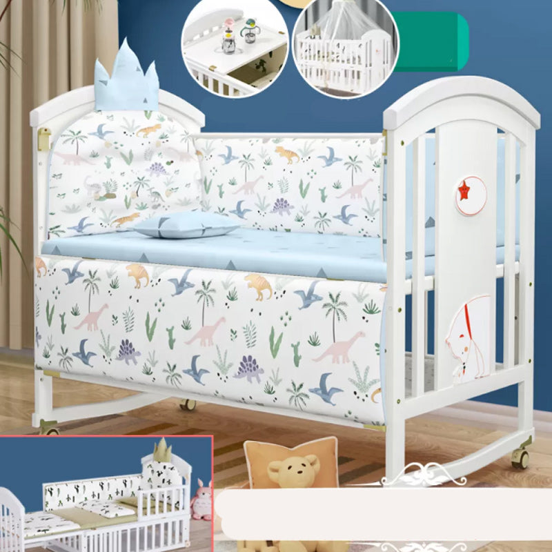 Modern Casters Nursery Crib Under Crib Storage Baby Crib with Guardrail