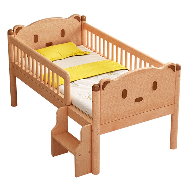 Scandinavian Nursery Crib Washed Natural Baby Crib with Guardrail