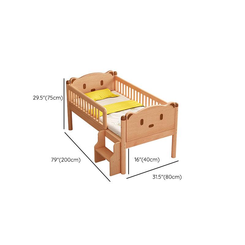 Scandinavian Nursery Crib Washed Natural Baby Crib with Guardrail