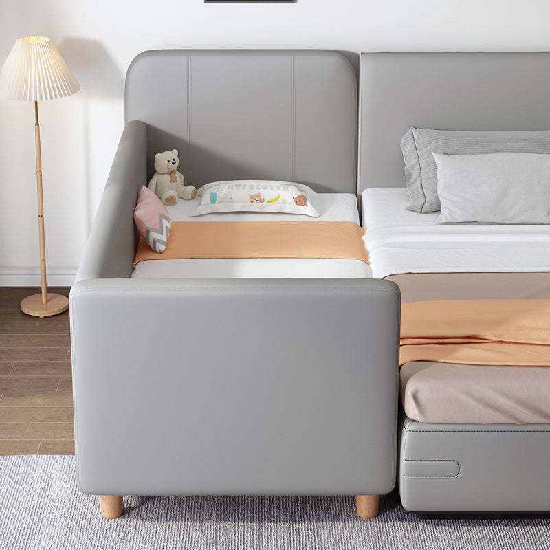 Modern Grey Nursery Crib Rectangle Wooden Upholstered Baby Crib