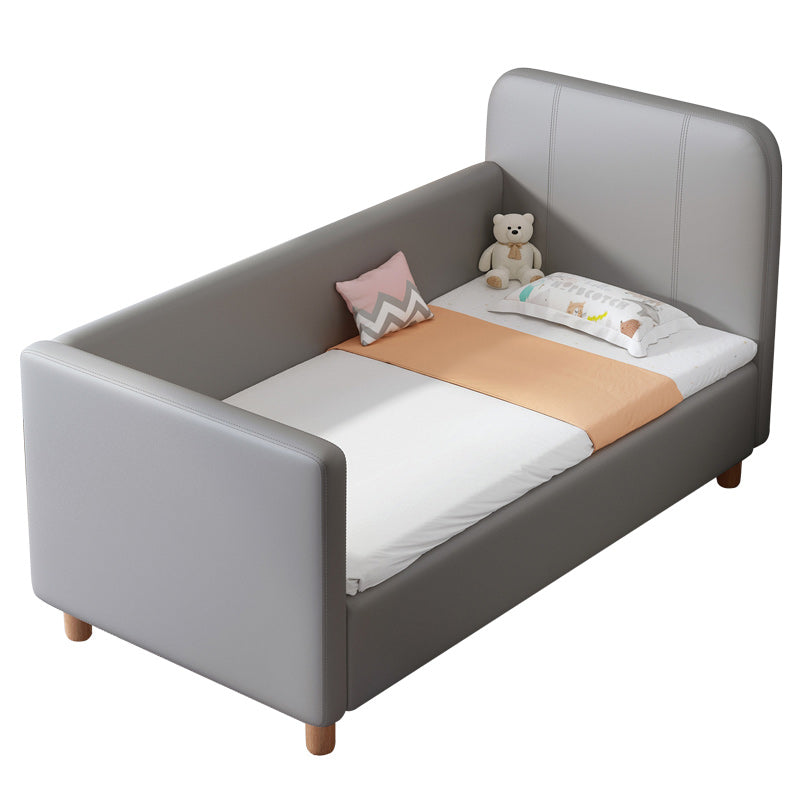 Modern Grey Nursery Crib Rectangle Wooden Upholstered Baby Crib