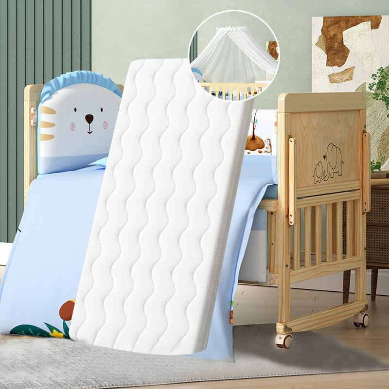 Modern Convertible Crib in Natural Solid Wood Nursery Bed with Storage