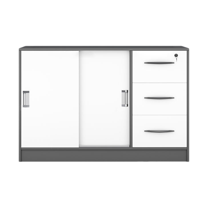 Modern Locking File Cabinet Wooden Contrast Panel File Cabinet for Home Office