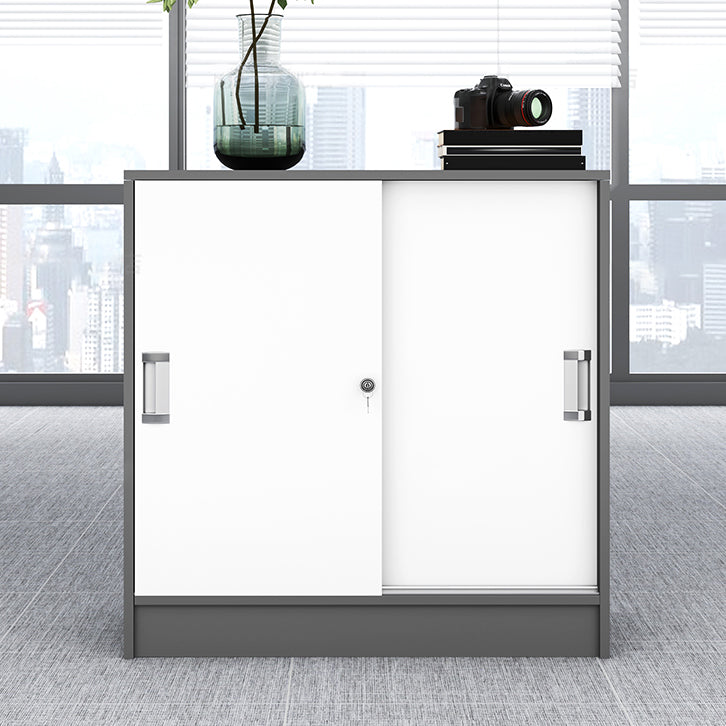 Modern Locking File Cabinet Wooden Contrast Panel File Cabinet for Home Office