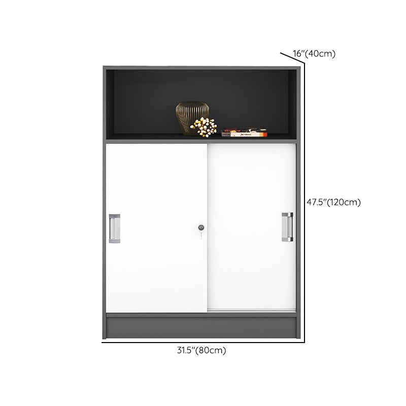 Modern Locking File Cabinet Wooden Contrast Panel File Cabinet for Home Office