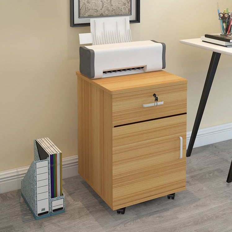 Contemporary File Cabinets Solid Wood Frame Key Lock File Pedestal for Home and Office