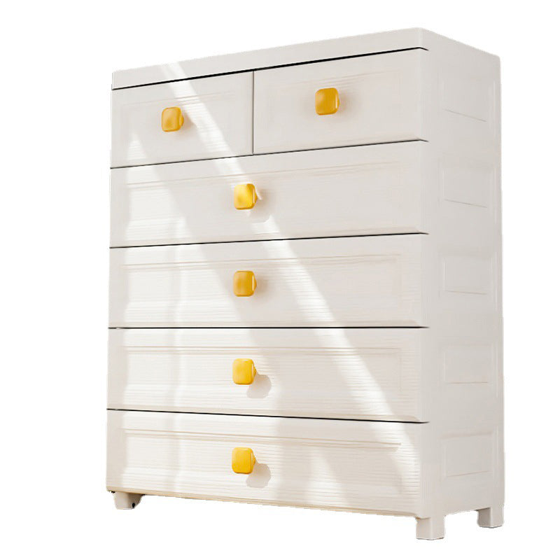 Scandinavian Nursery Dresser Plastic Kids Nightstand with 5/6 Drawers , 10.92 Inch Width